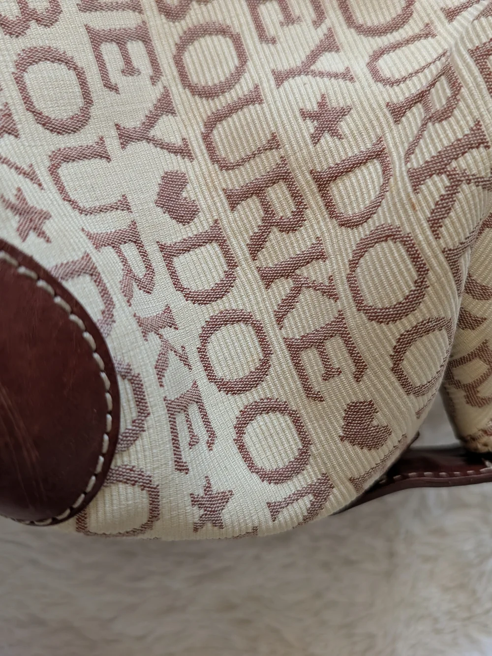 Dooney & Bourke Vintage 90/ Y2K Beige Canvas Tote with Brown Leather Trim